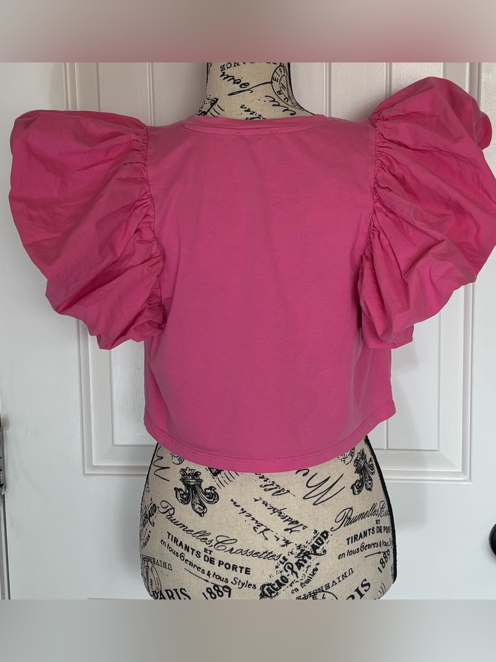 Zara Women's Sz Sm Puff Sleeve Crop Top - Pink - Picture 2 of 7